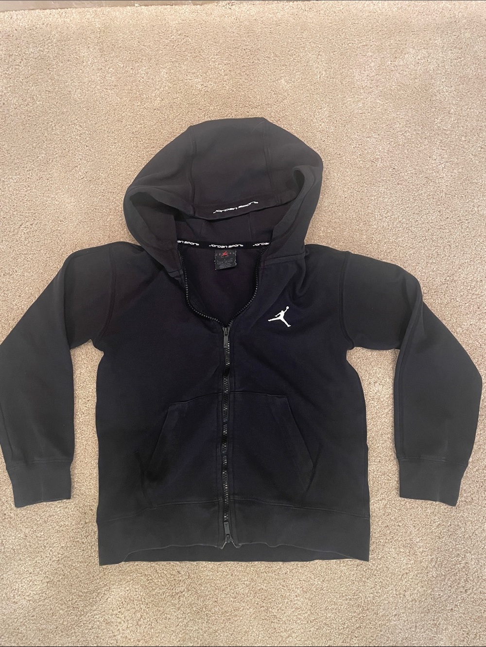 Jordan Sport black zip up hoodie, boys size S (8-10 yrs)